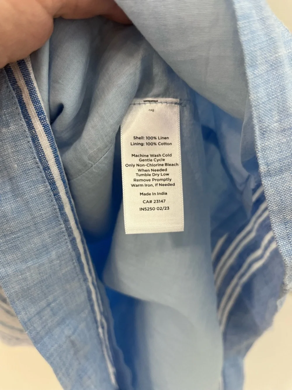 Talbots Petite  Dress Blue Linen Striped Hem Pintuck Sleeveless Shift 4P - Picture 8 of 8